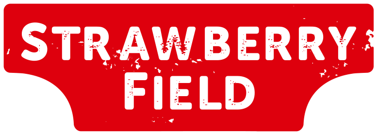 Strawberry Field logo with a red strawberry graphic and the words Strawberry Field, set in a charitable and uplifting environment, expressing hope and community support