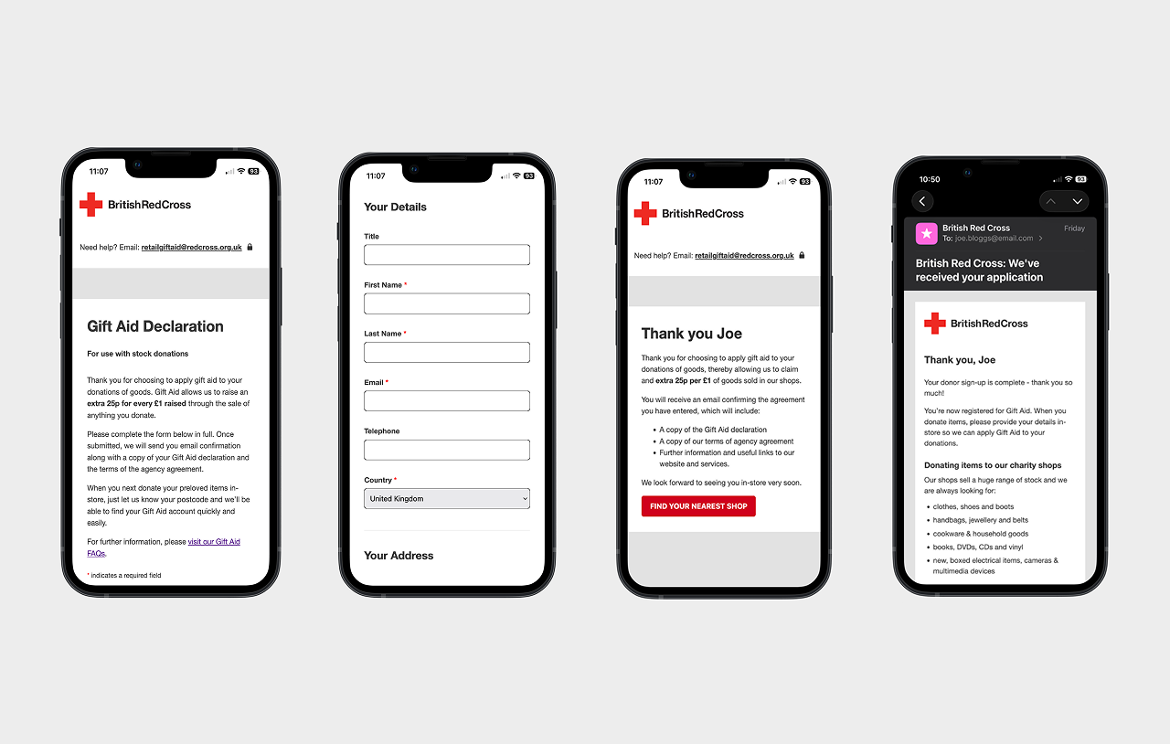 British Red Cross Donor Sign Up for Web Screens