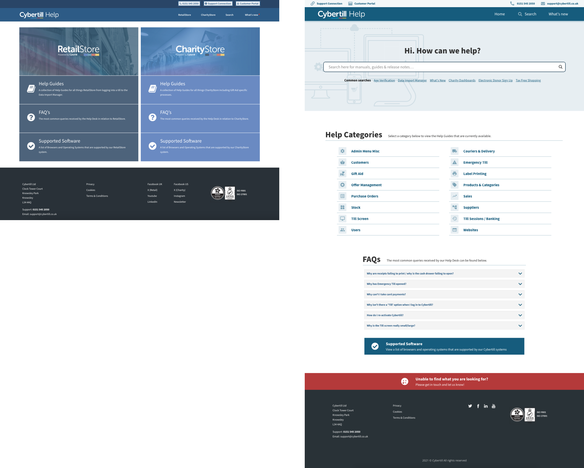 Helpsite Homepage Before & After Screenshots