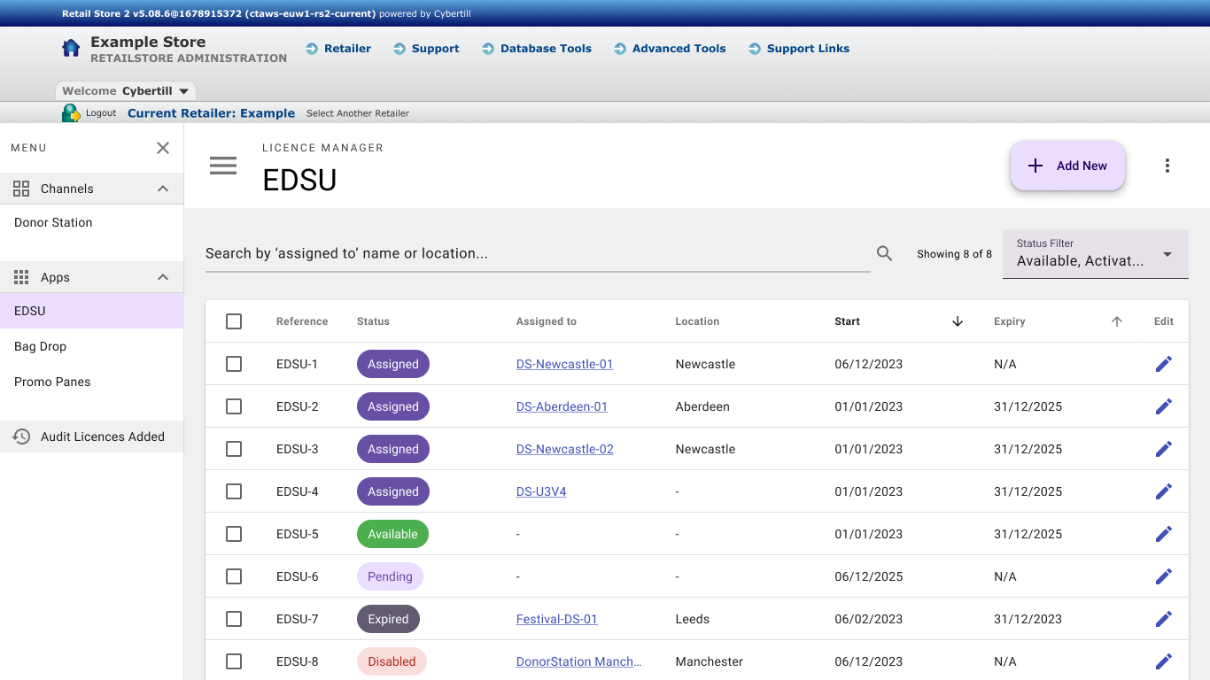 Screenshot of the Licence Manager
