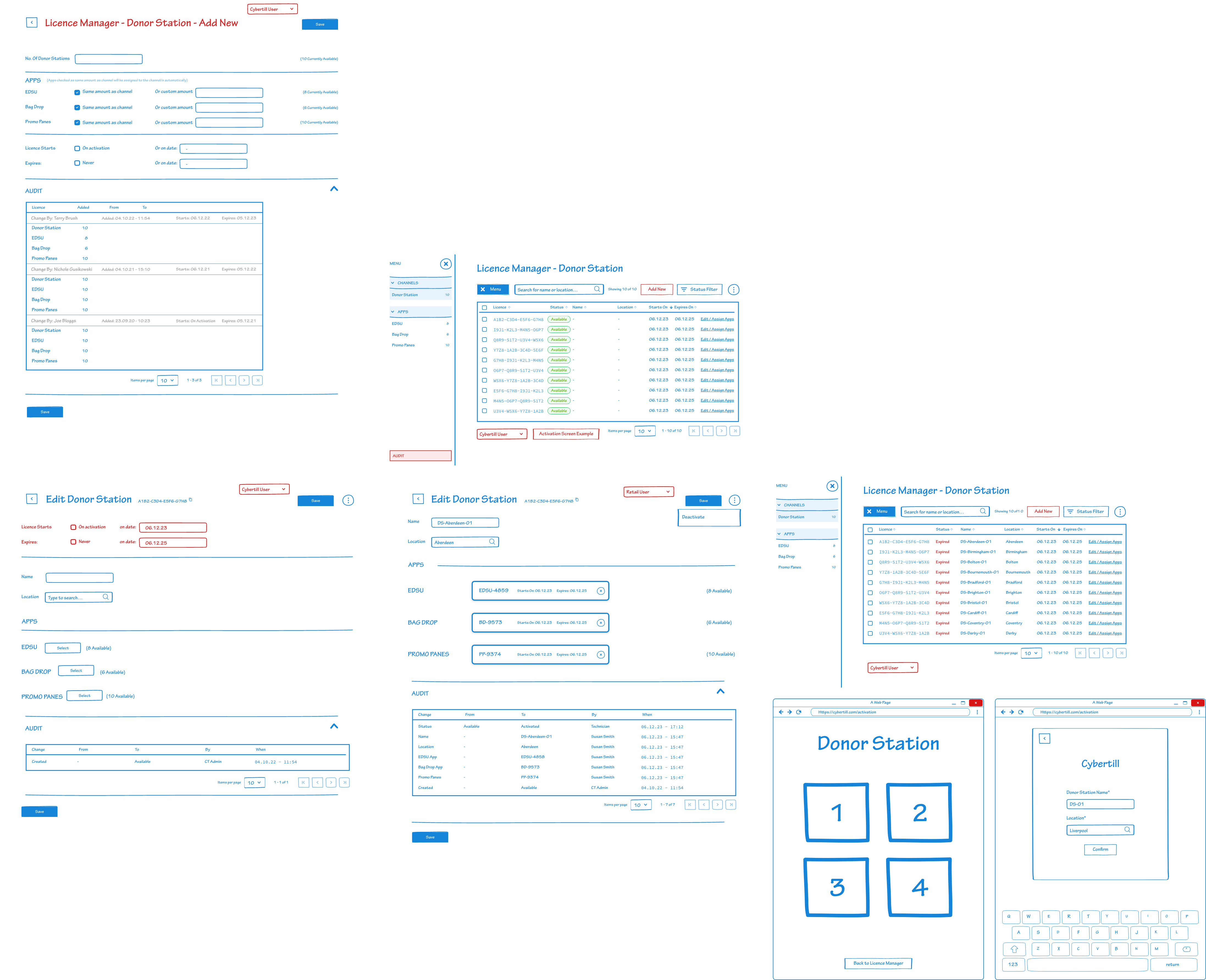 Licence Manager Wireframes