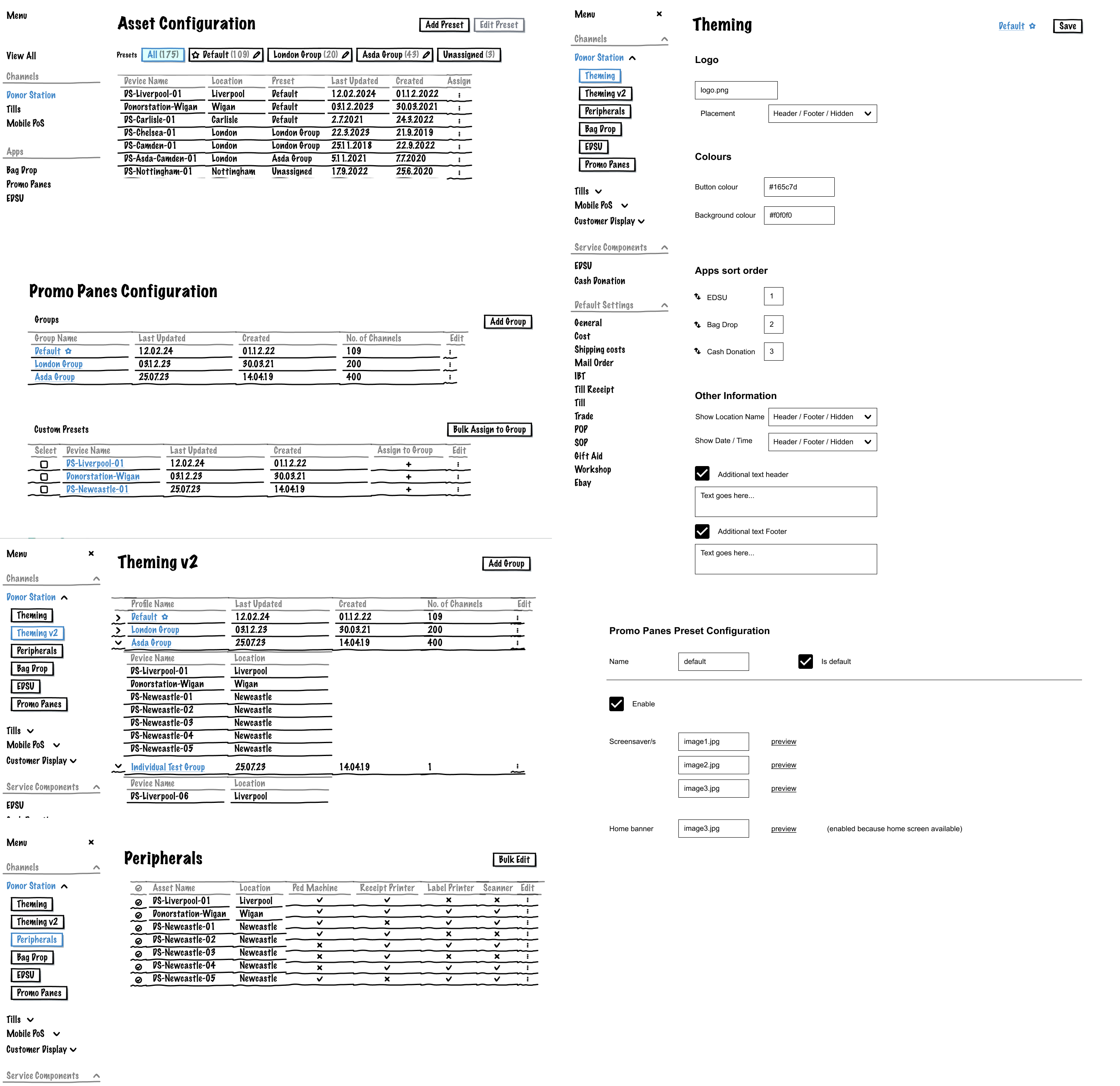 Settings & Configuration Wireframes