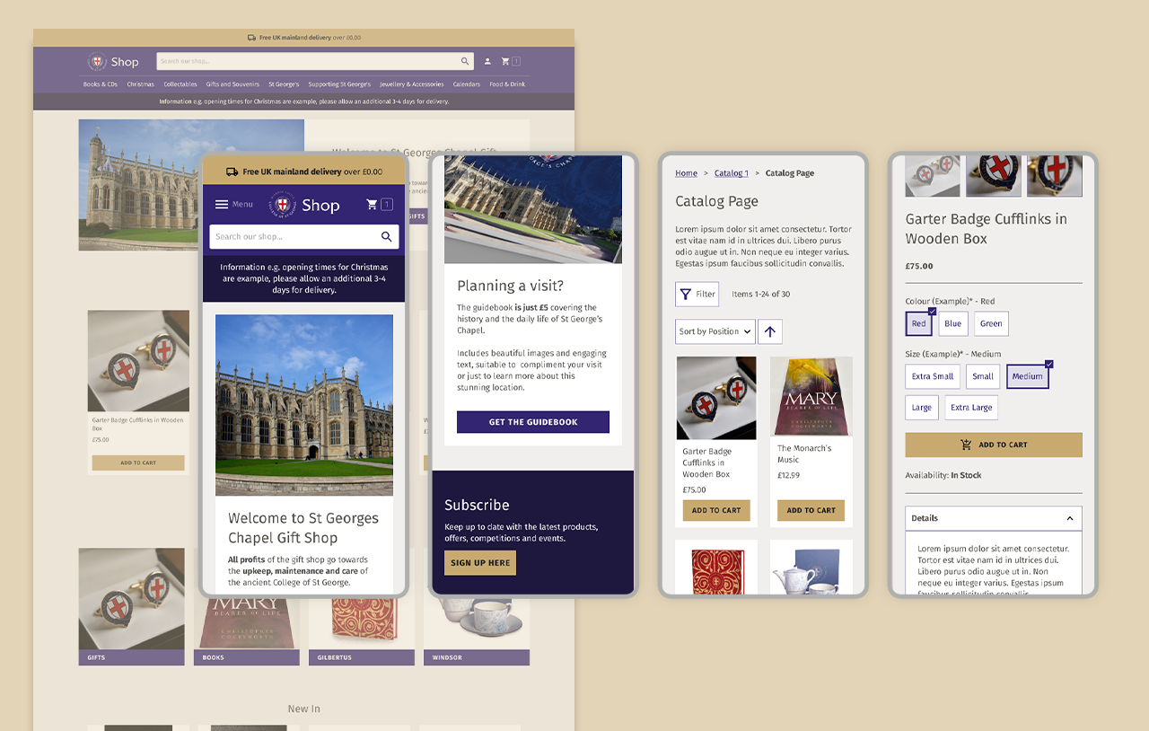 St Georges website homepage with a school crest, navigation menu, and welcome message. The environment is formal and respectful, with an academic tone. Visible text includes St Georges.